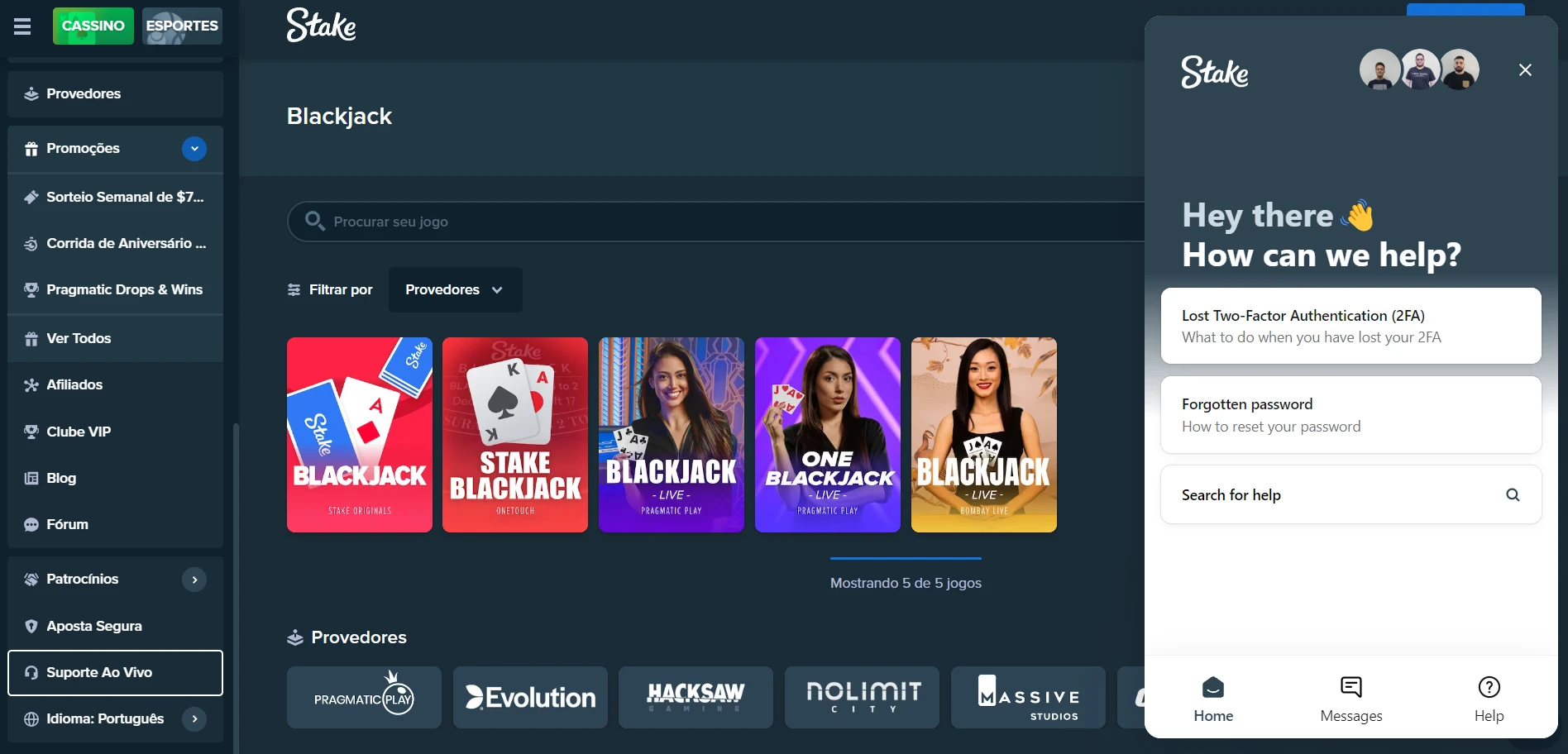 Stake Casino Screenshot