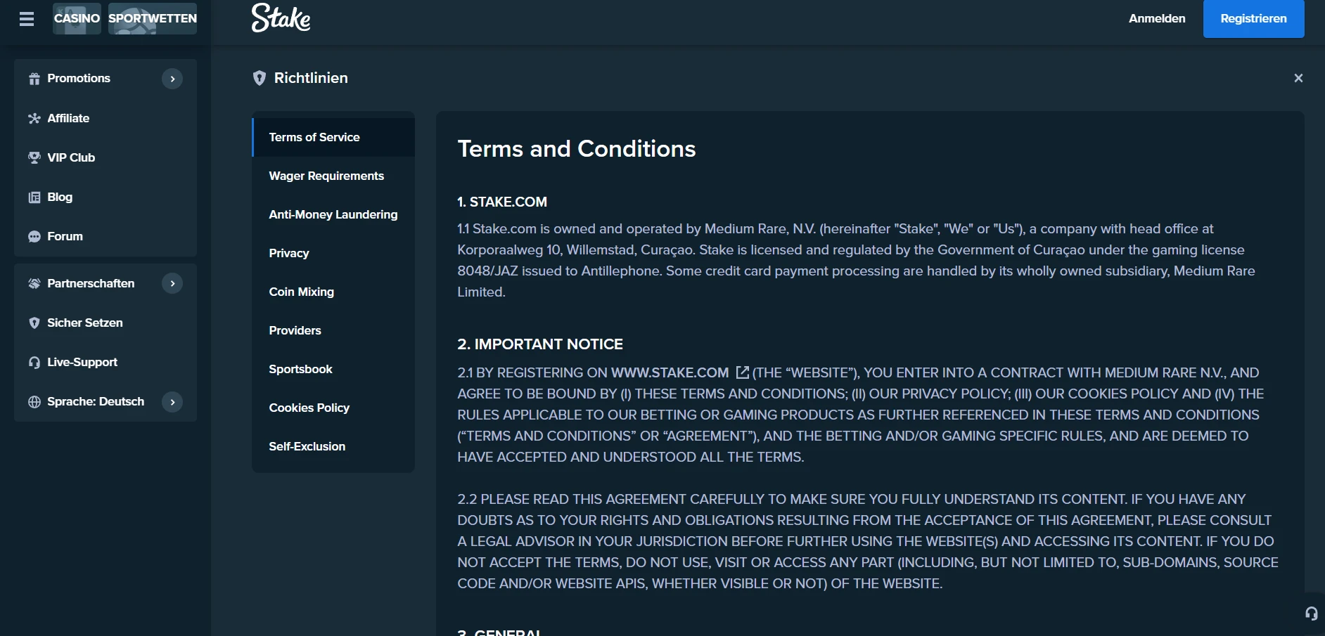Stake Casino Screenshot