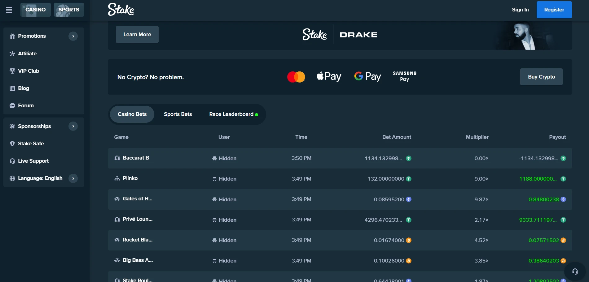 Stake Casino Screenshot