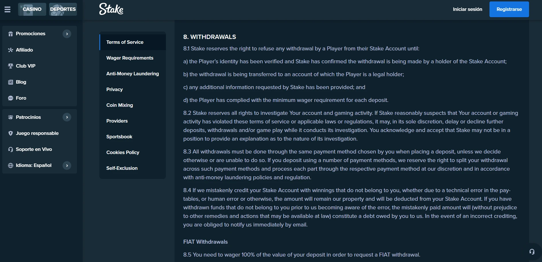 Stake Casino Screenshot