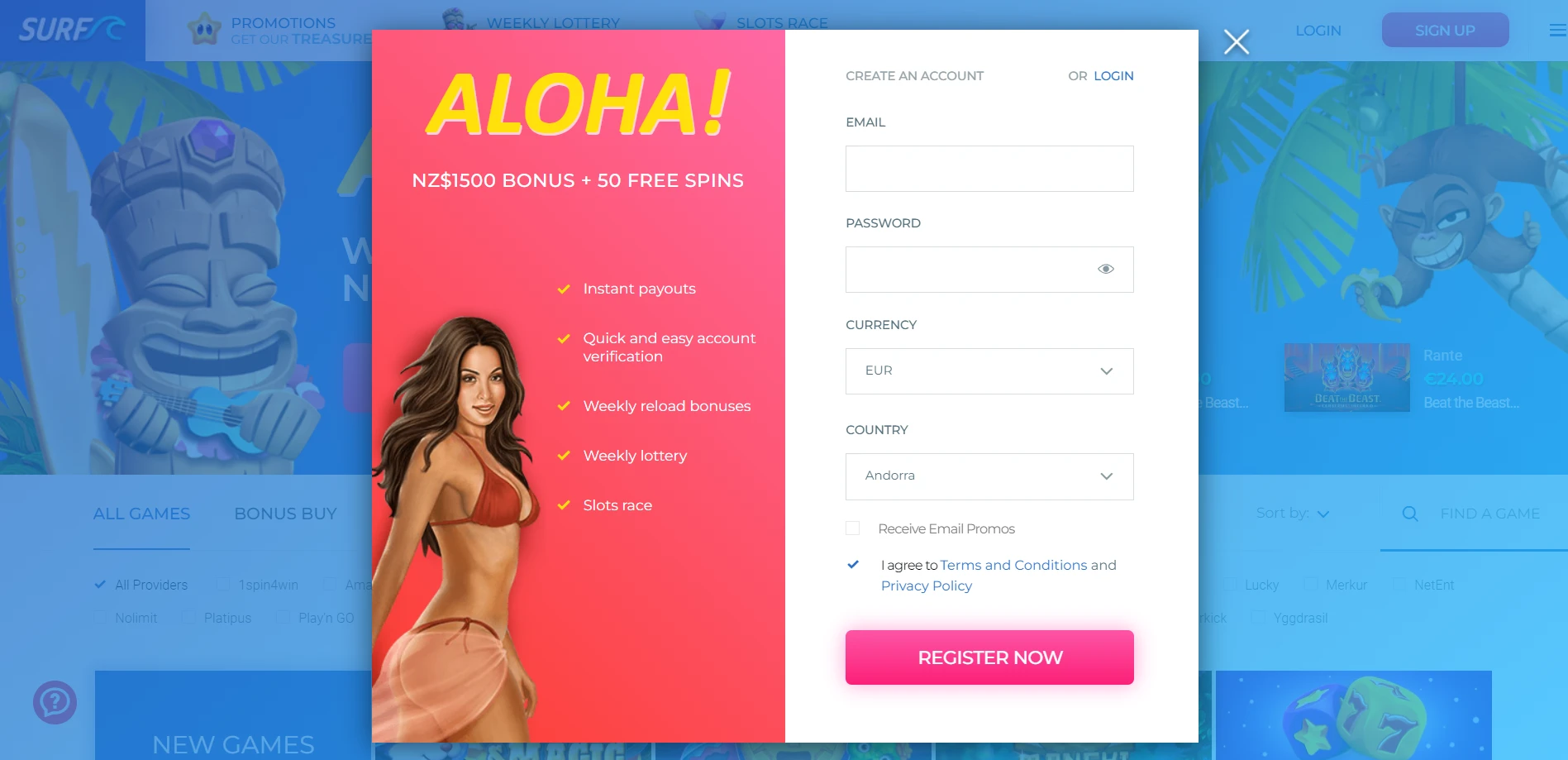 Surf Casino Screenshot