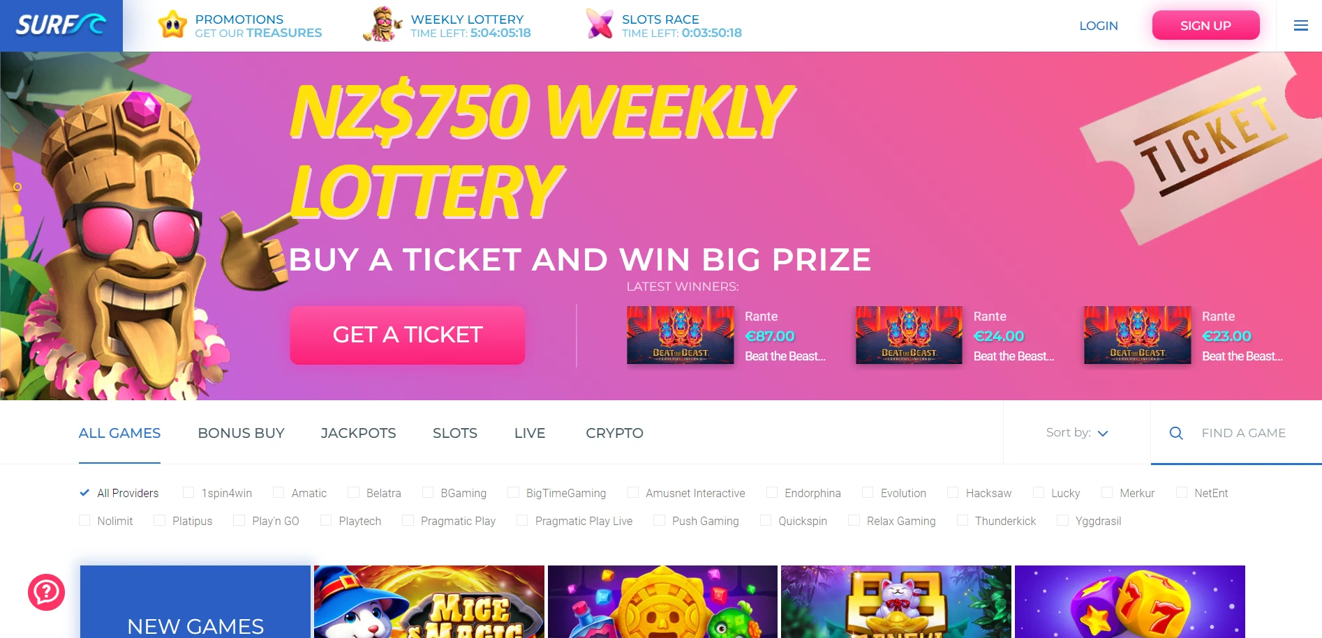 Surf Casino Screenshot