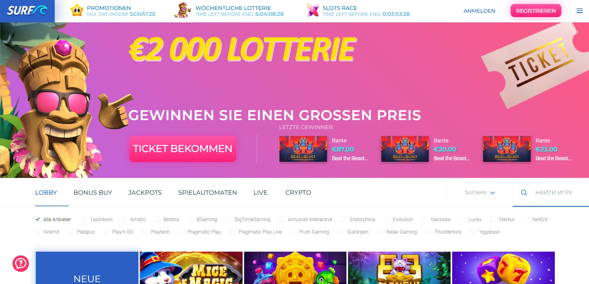 Surf Casino Screenshot