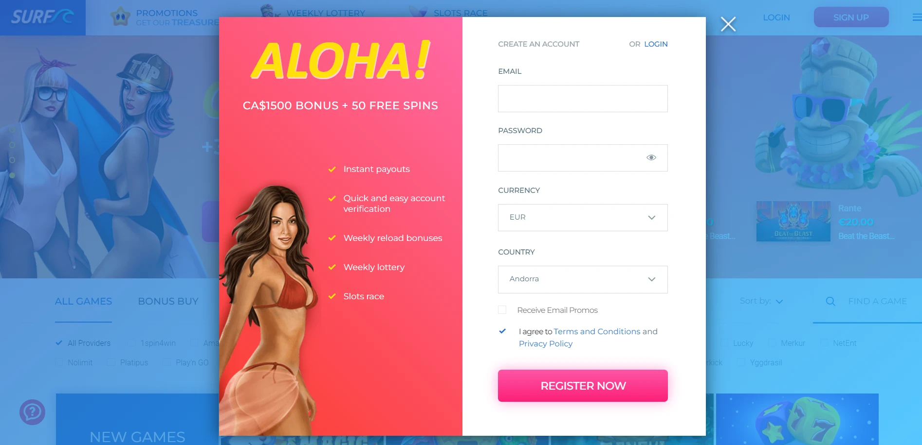 Surf Casino Screenshot