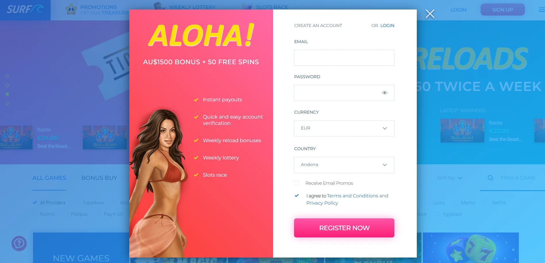 Surf Casino Screenshot