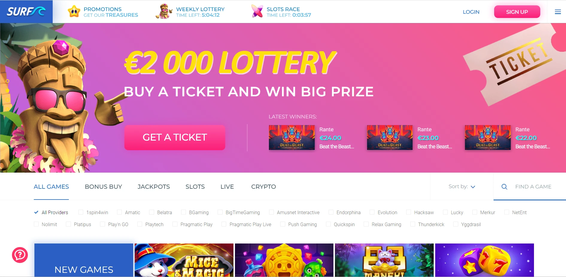 Surf Casino Screenshot