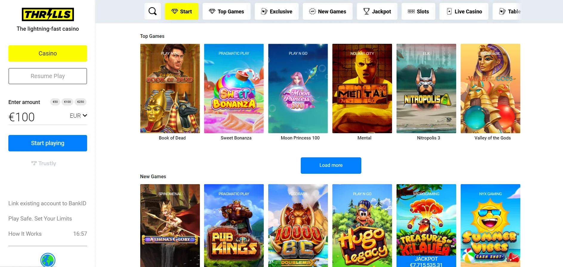 Thrills Casino Screenshot