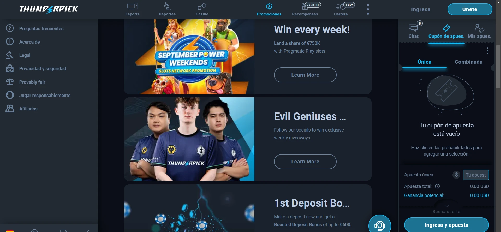Thunderpick Casino Screenshot