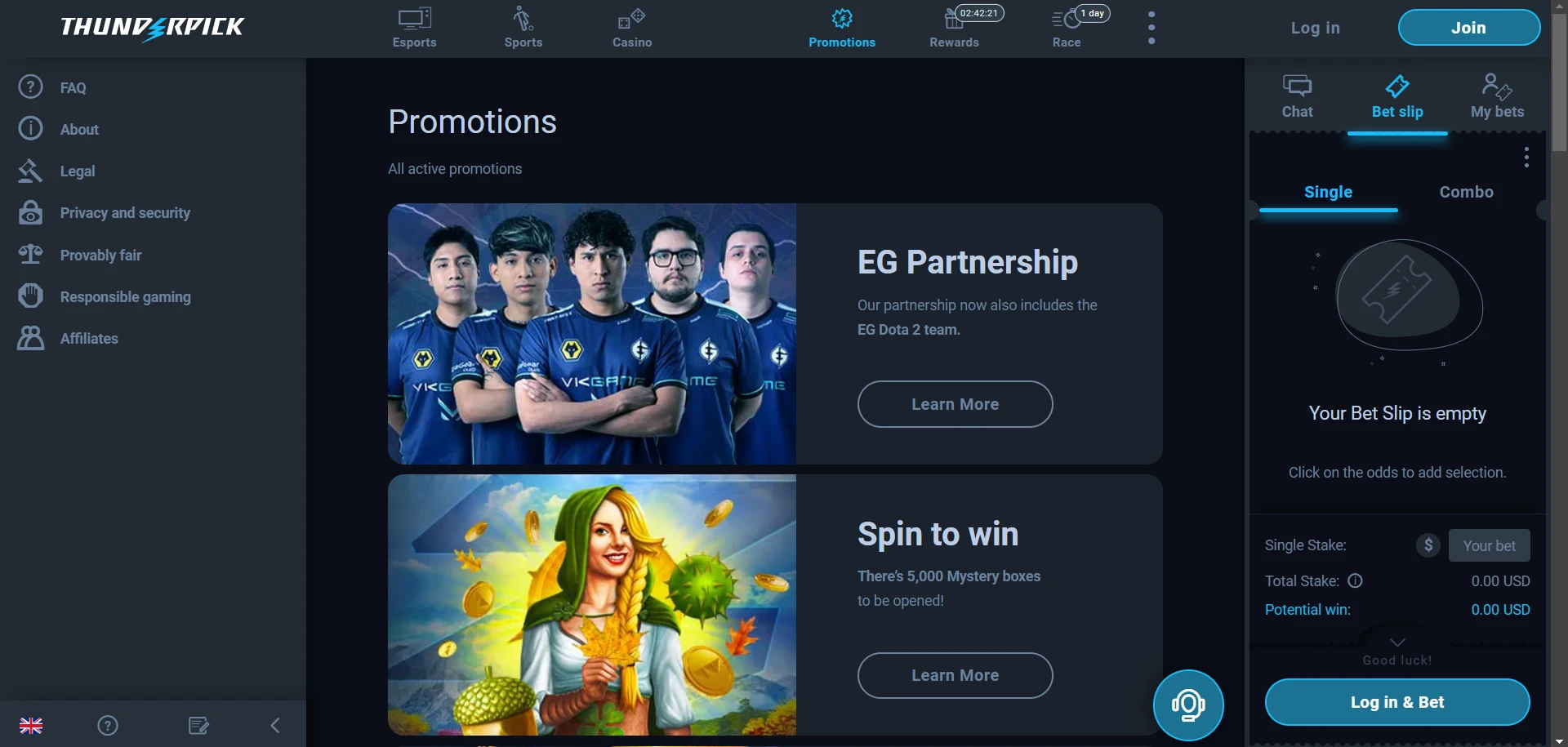 Thunderpick Casino Screenshot