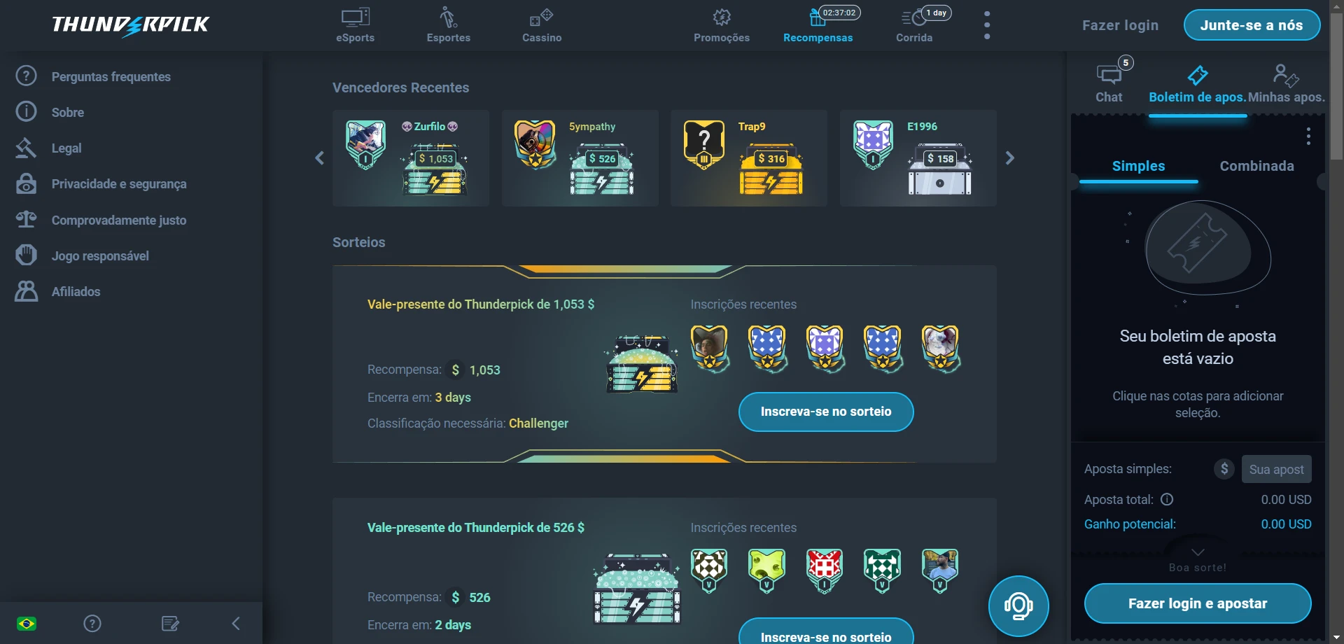 Thunderpick Casino Screenshot