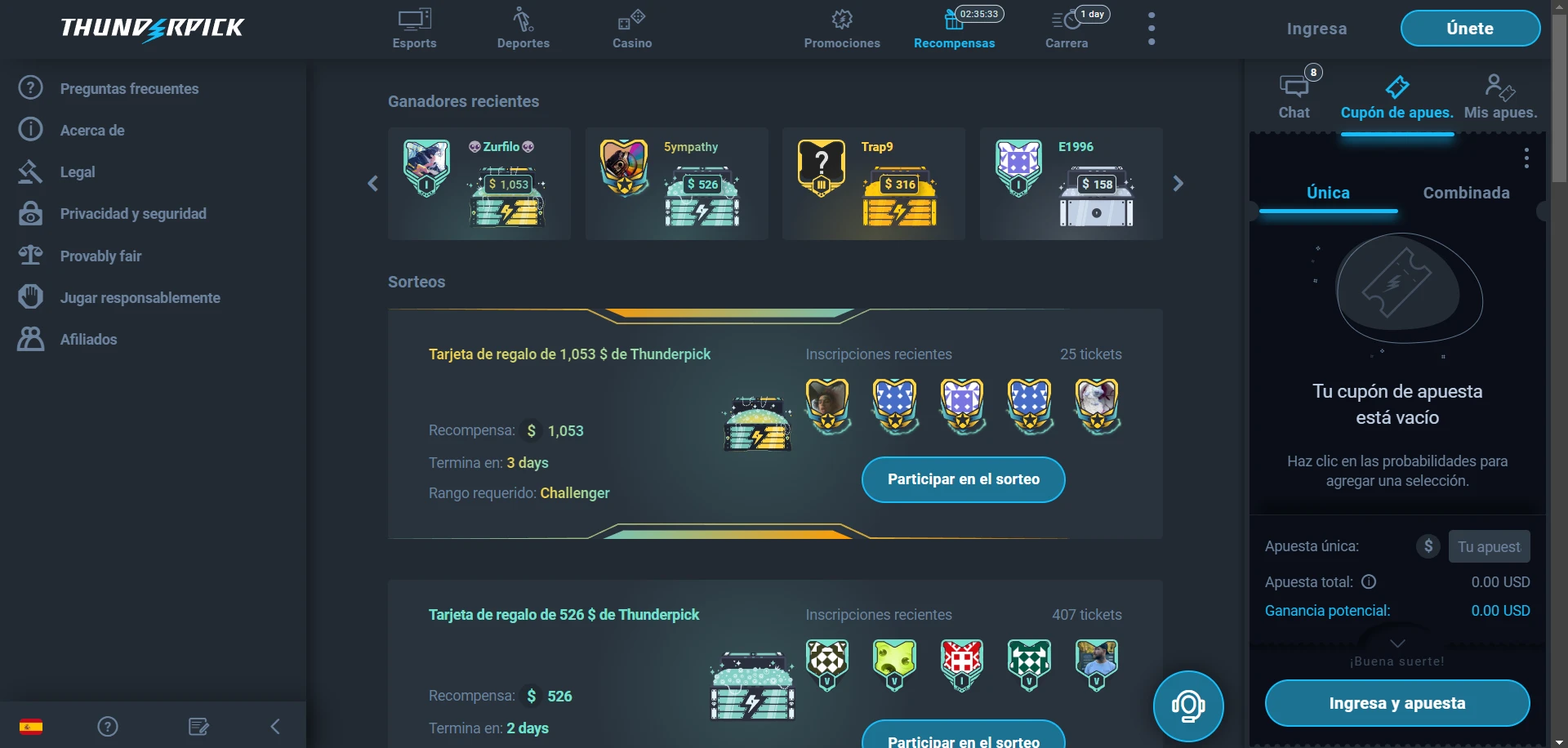 Thunderpick Casino Screenshot