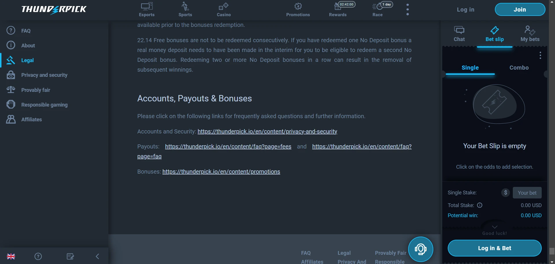 Thunderpick Casino Screenshot
