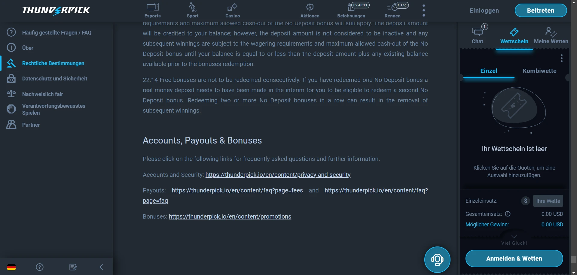 Thunderpick Casino Screenshot