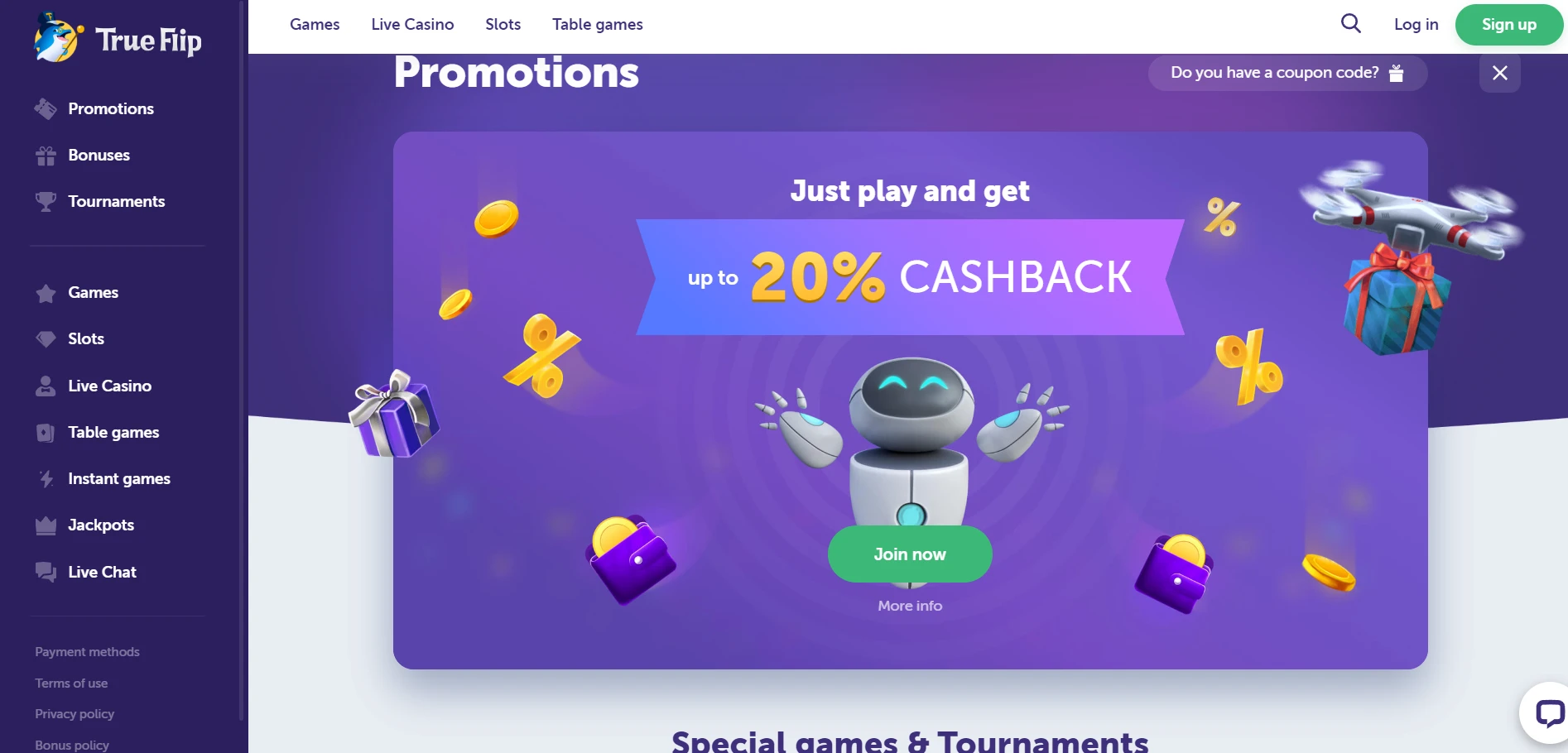 True Flip Casino Screenshot