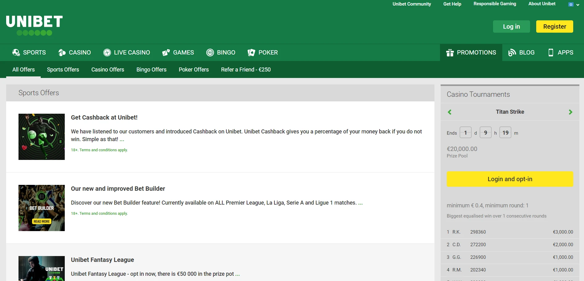 Unibet Casino Screenshot