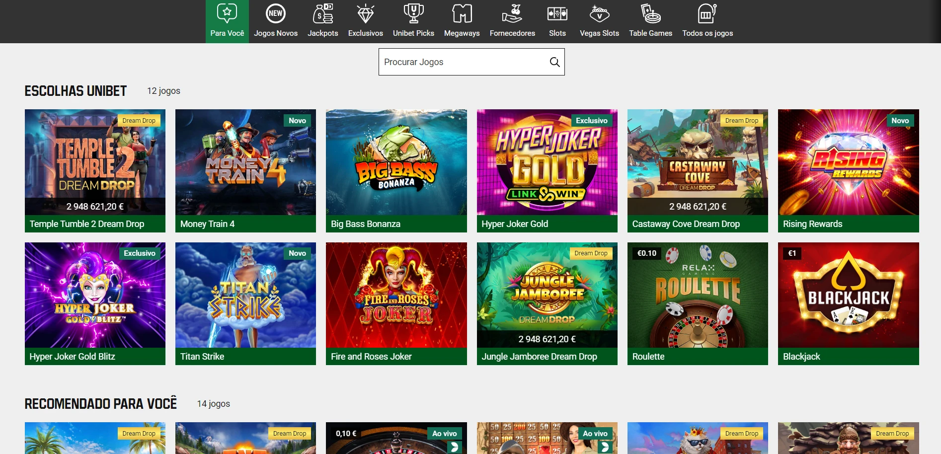 Unibet Casino Screenshot