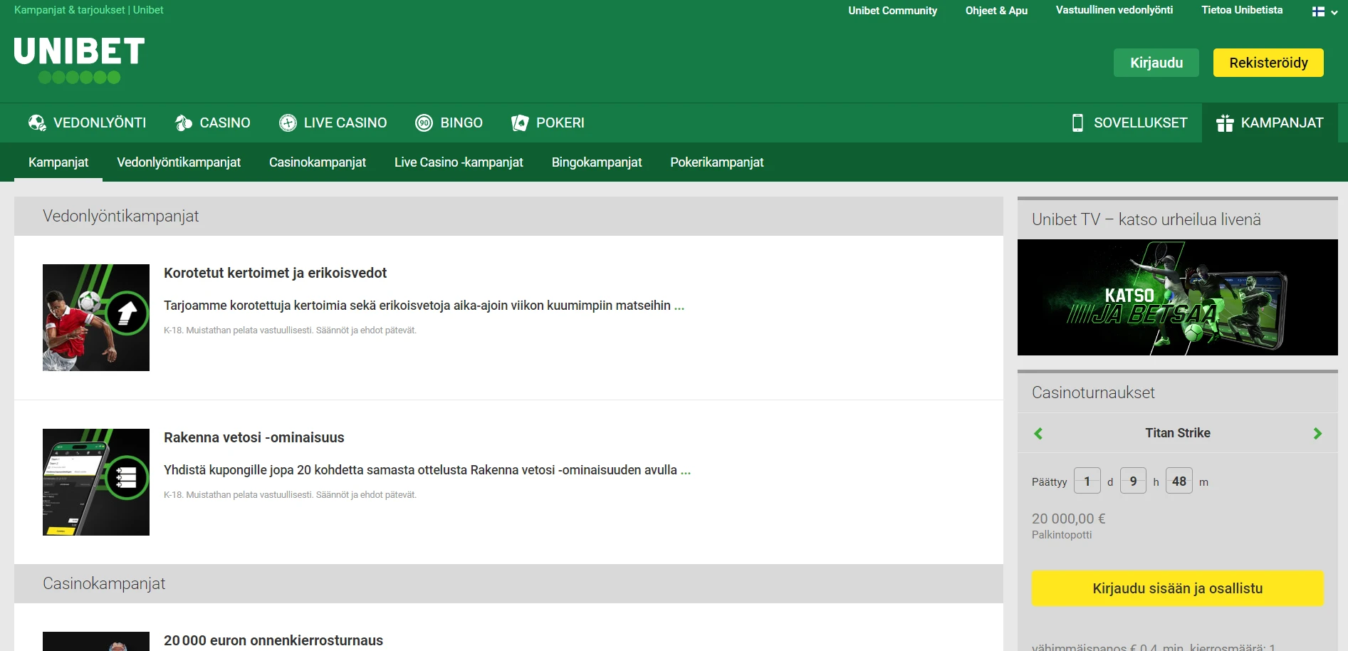 Unibet Casino Screenshot