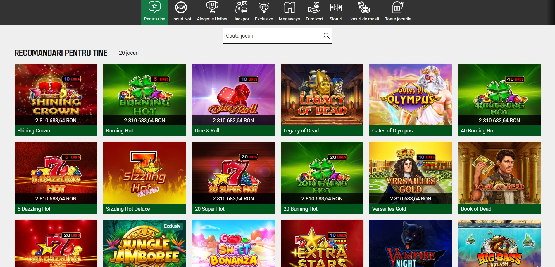 Unibet Casino Screenshot