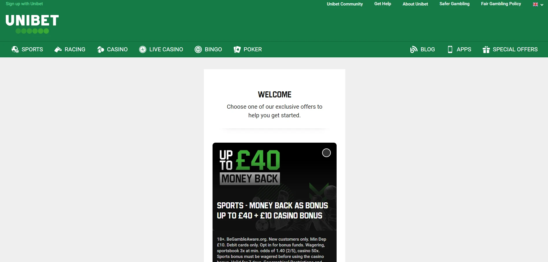 Unibet Casino Screenshot