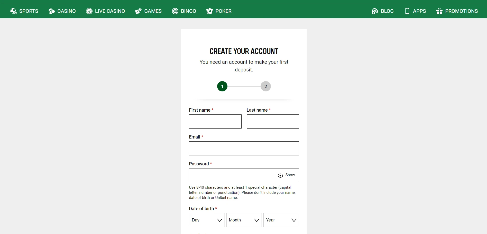 Unibet Casino Screenshot
