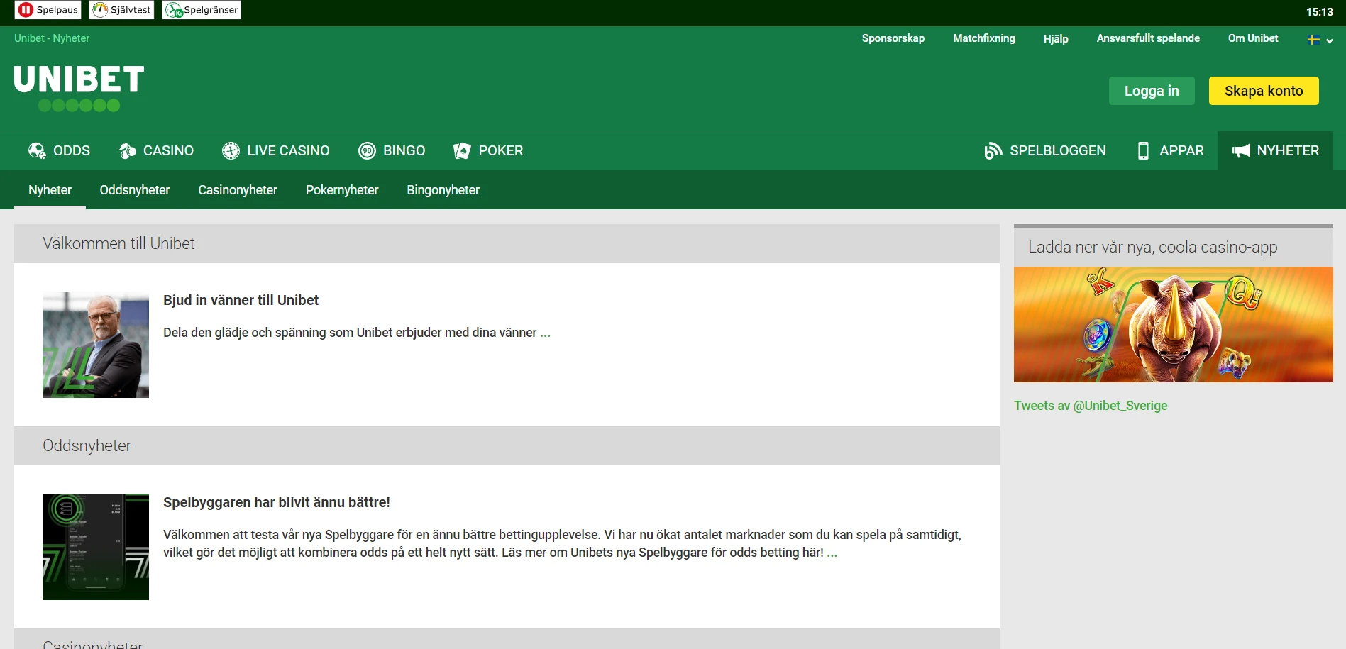 Unibet Casino Screenshot