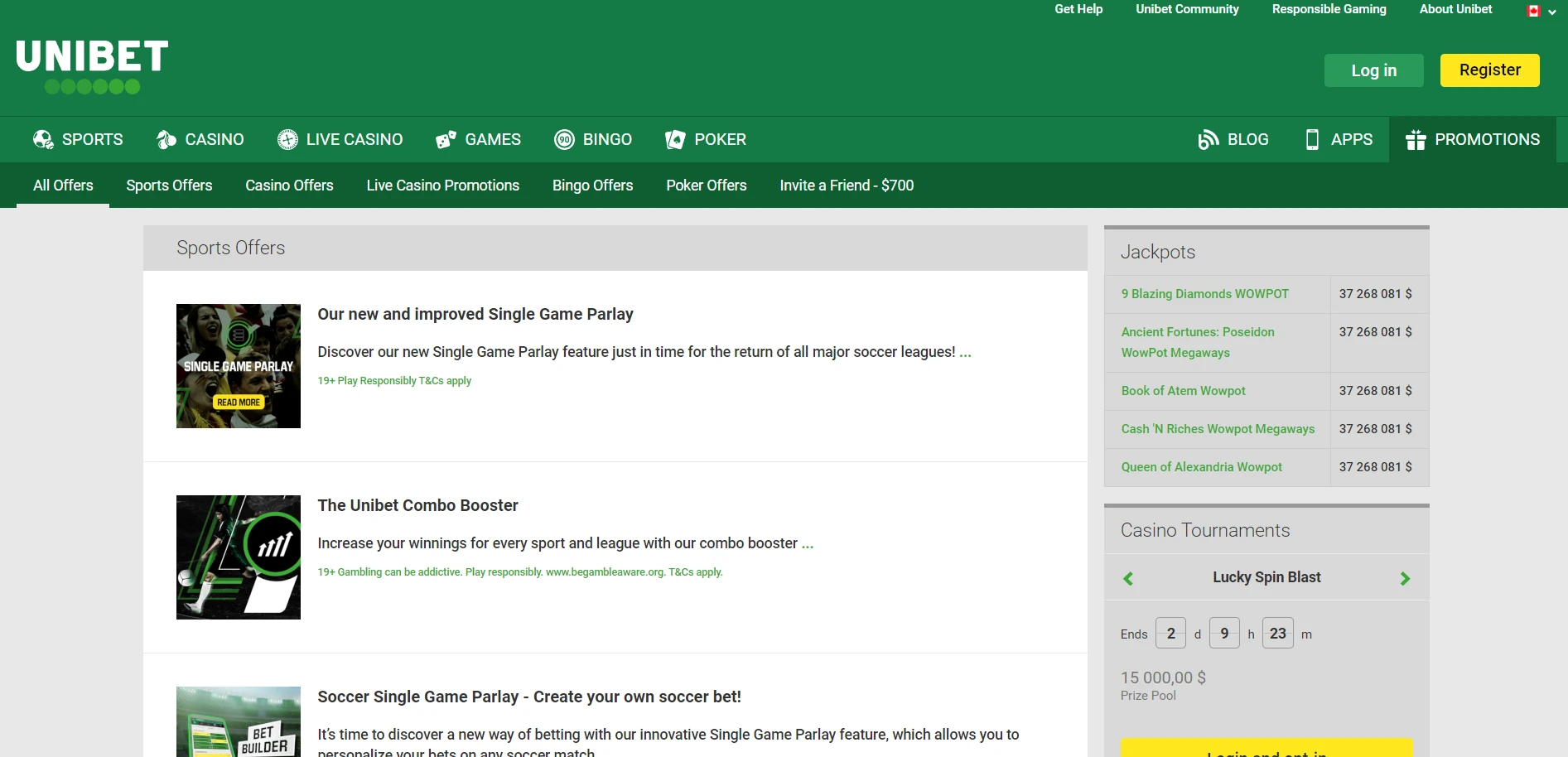 Unibet Casino Screenshot