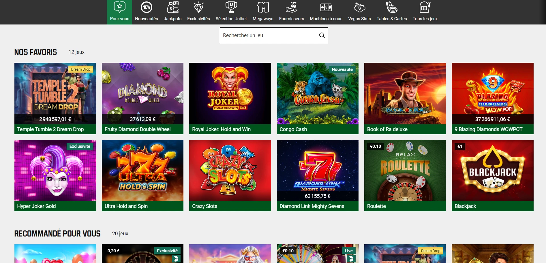 Unibet Casino Screenshot