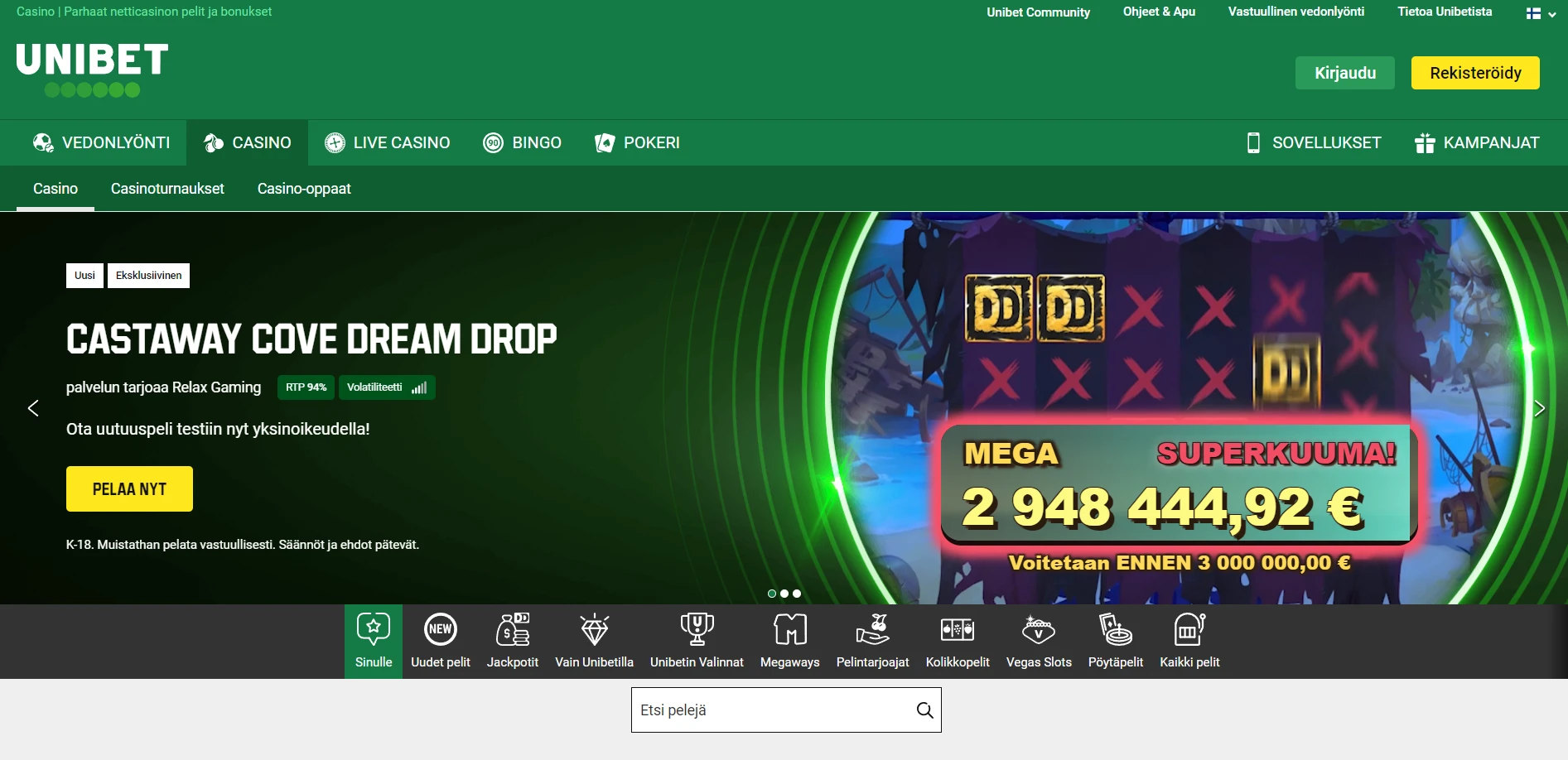 Unibet Casino Screenshot