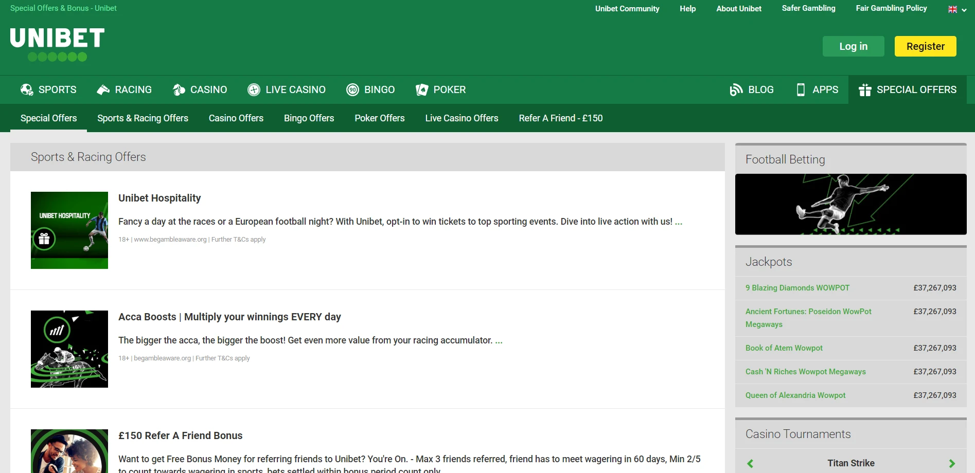 Unibet Casino Screenshot