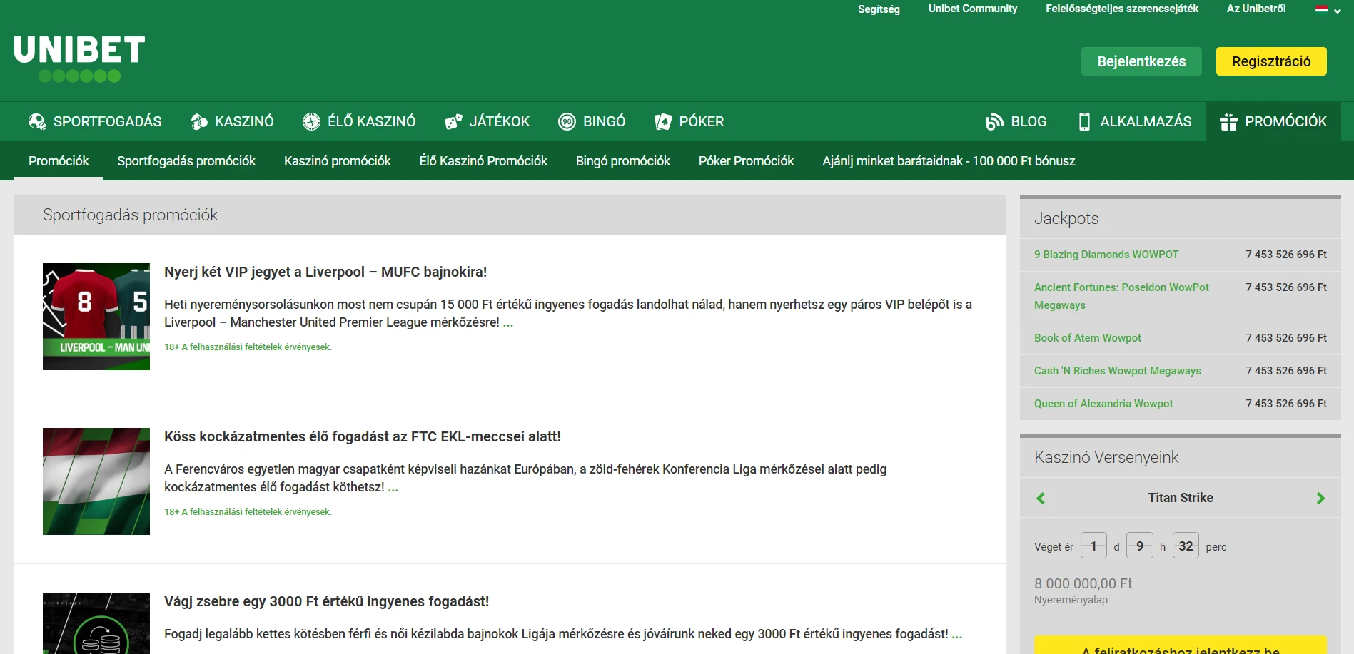 Unibet Casino Screenshot