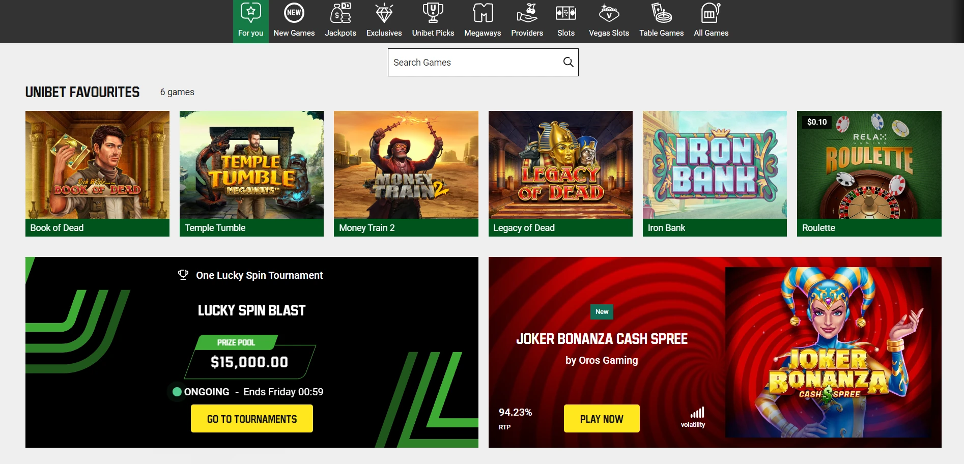 Unibet Casino Screenshot