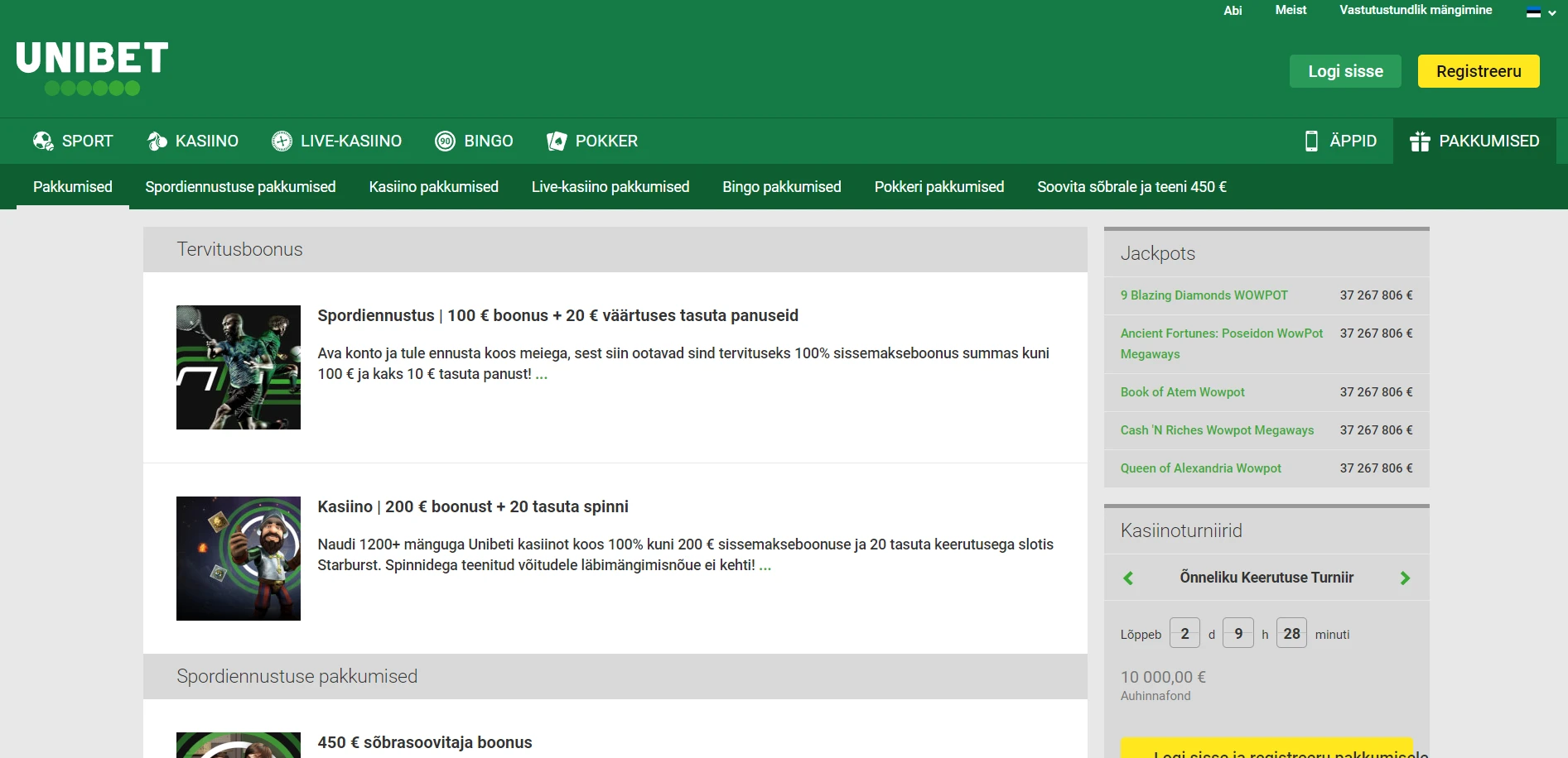 Unibet Casino Screenshot