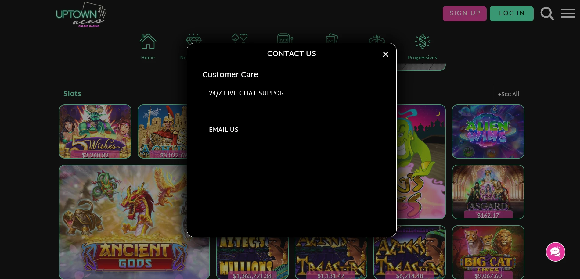 UpTown Aces Casino Screenshot