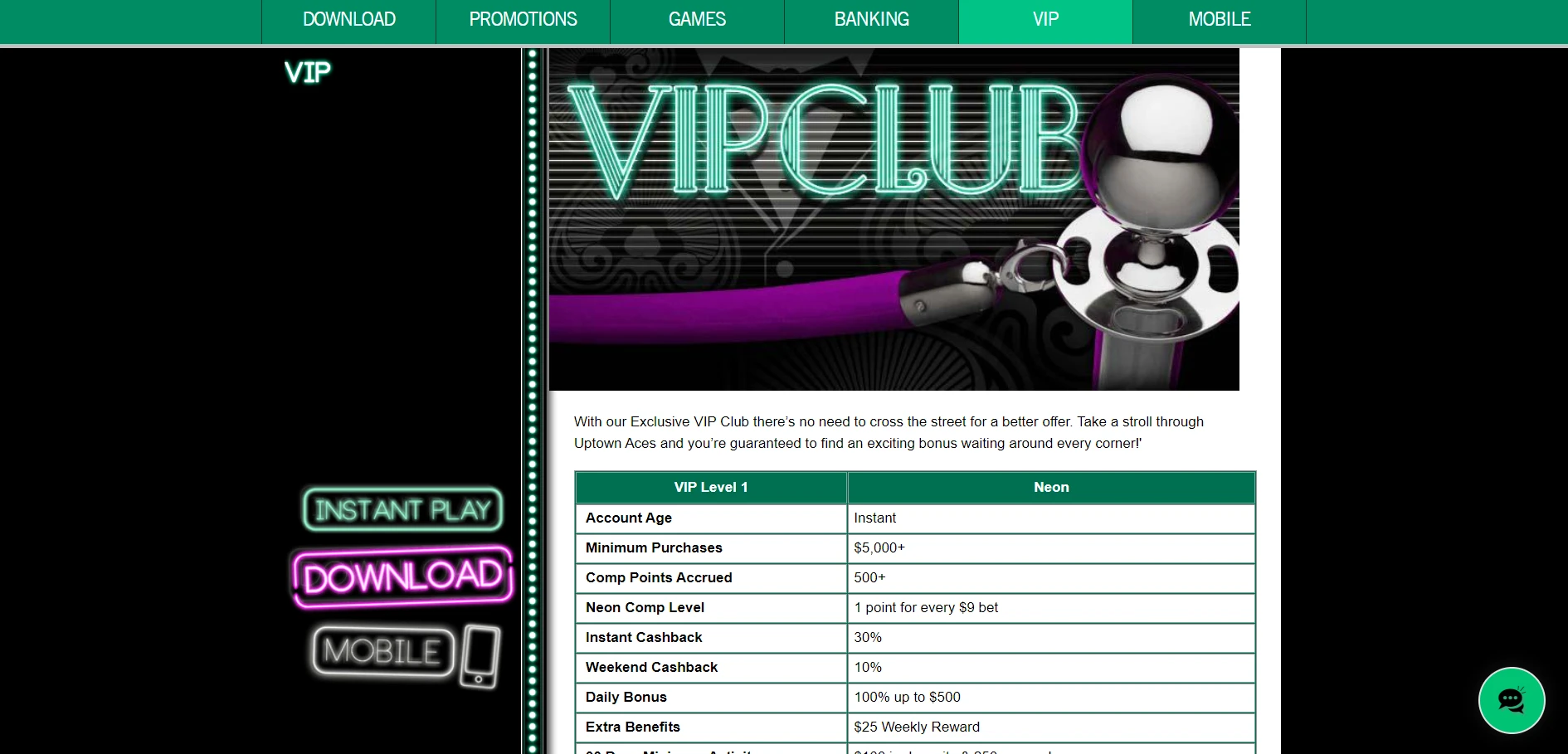 UpTown Aces Casino Screenshot