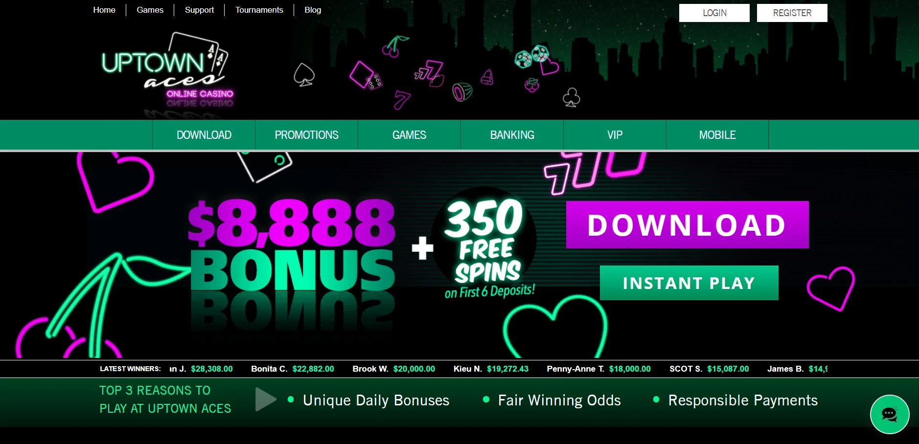 UpTown Aces Casino Screenshot