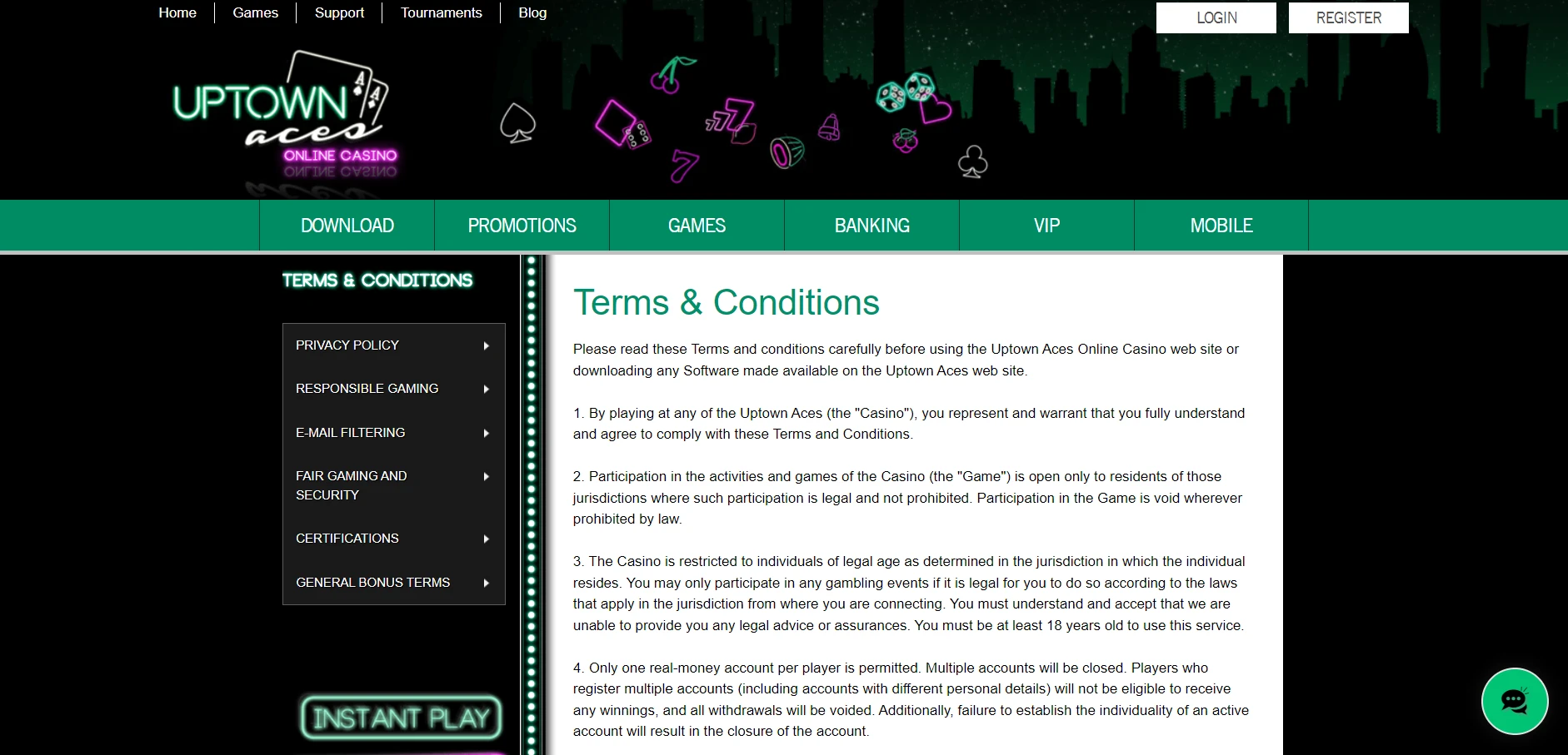 UpTown Aces Casino Screenshot