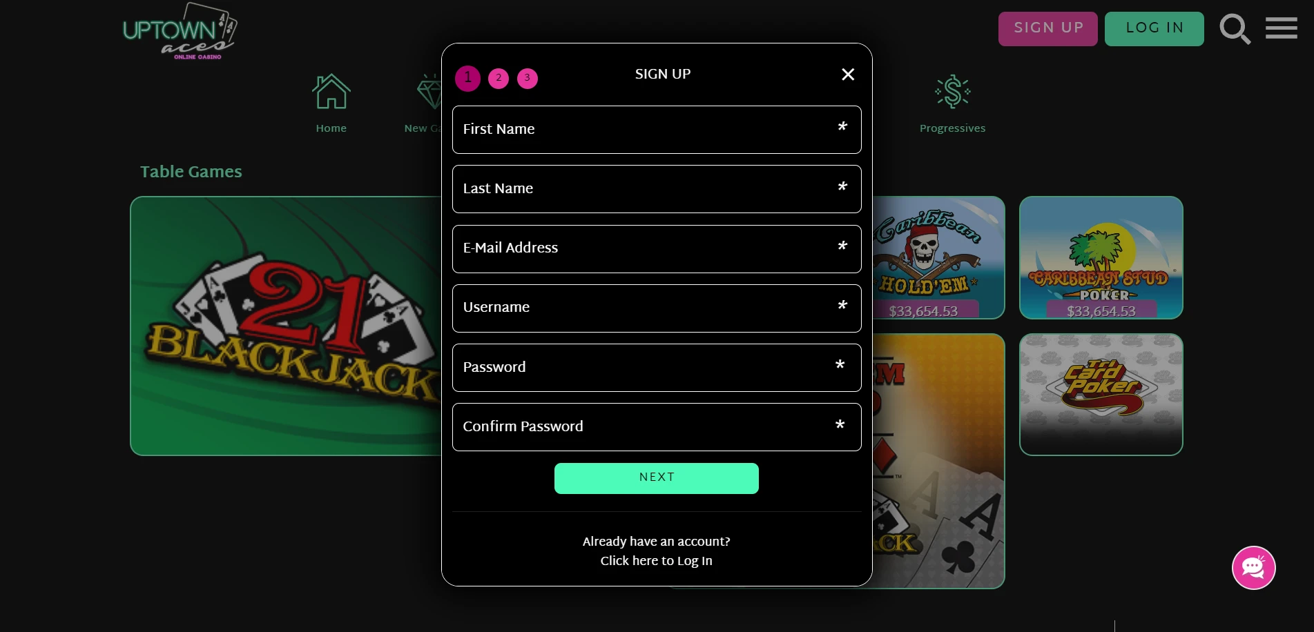 UpTown Aces Casino Screenshot