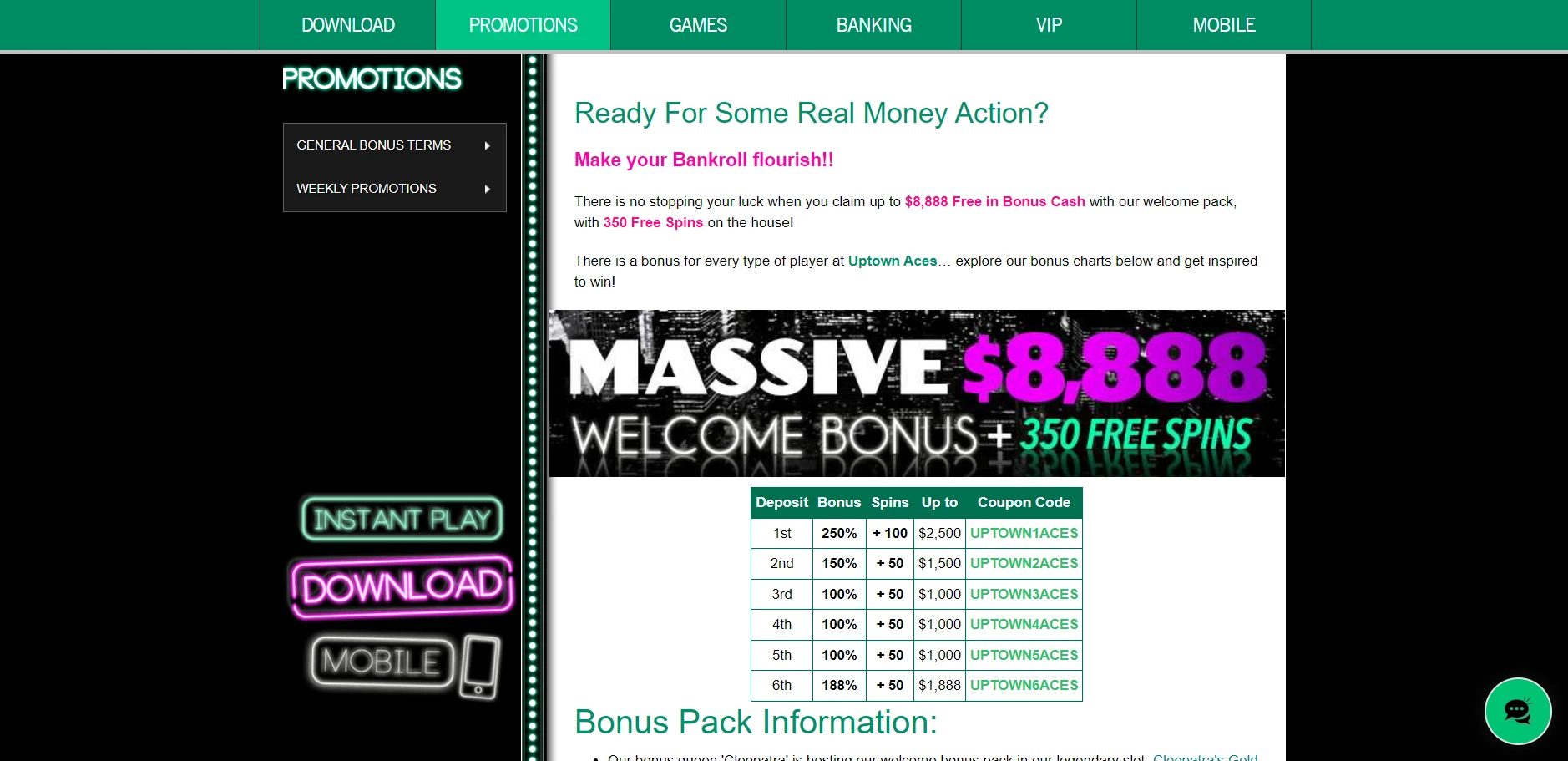UpTown Aces Casino Screenshot