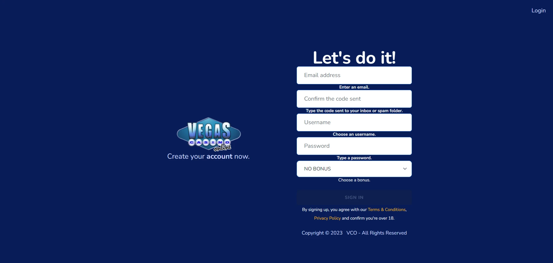 Vegas Casino Online Screenshot