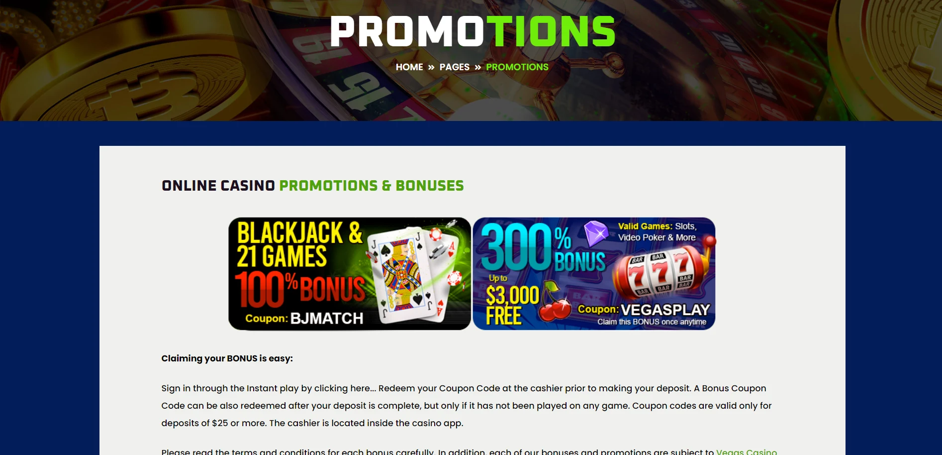 Vegas Casino Online Screenshot