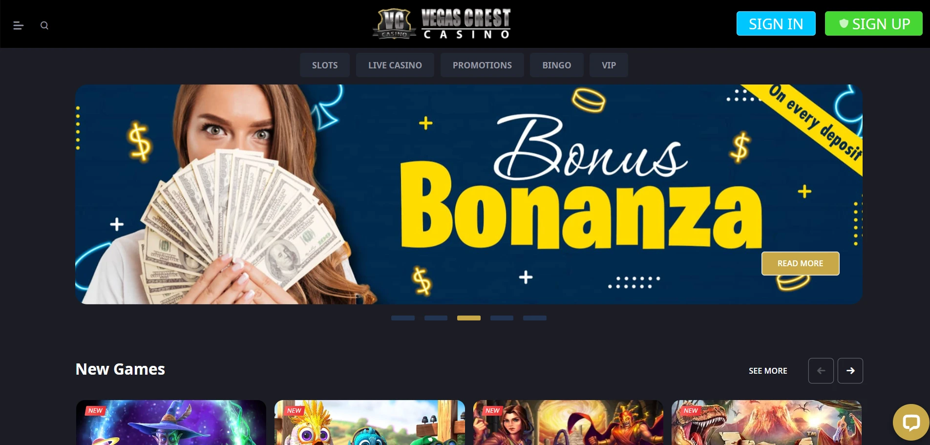 Vegas Crest Casino Screenshot