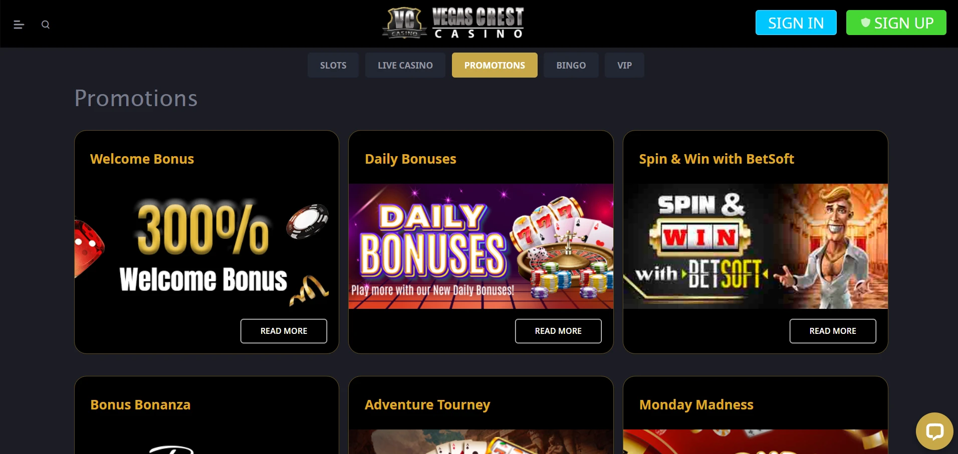 Vegas Crest Casino Screenshot