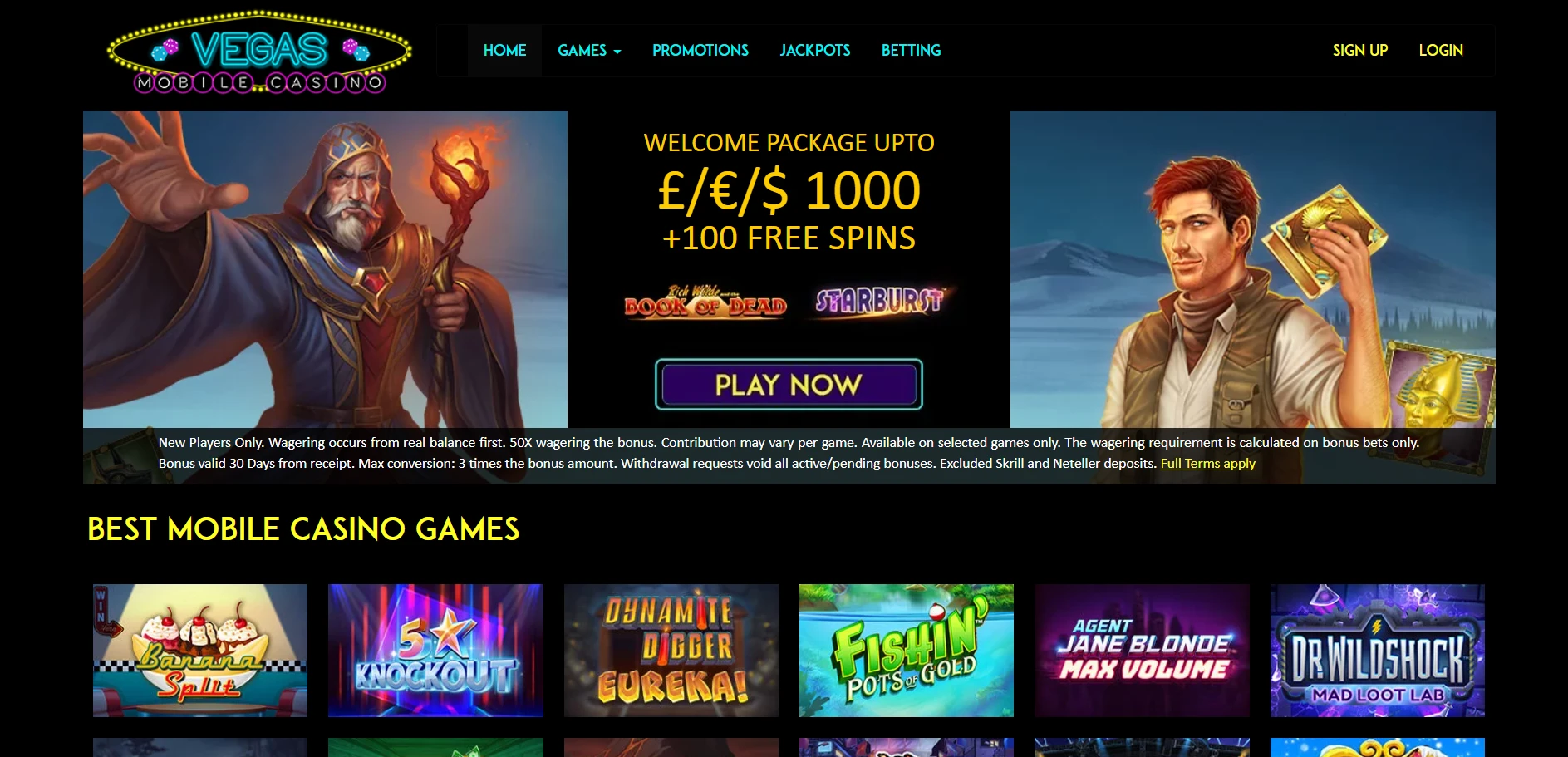 Vegas Mobile Casino Screenshot