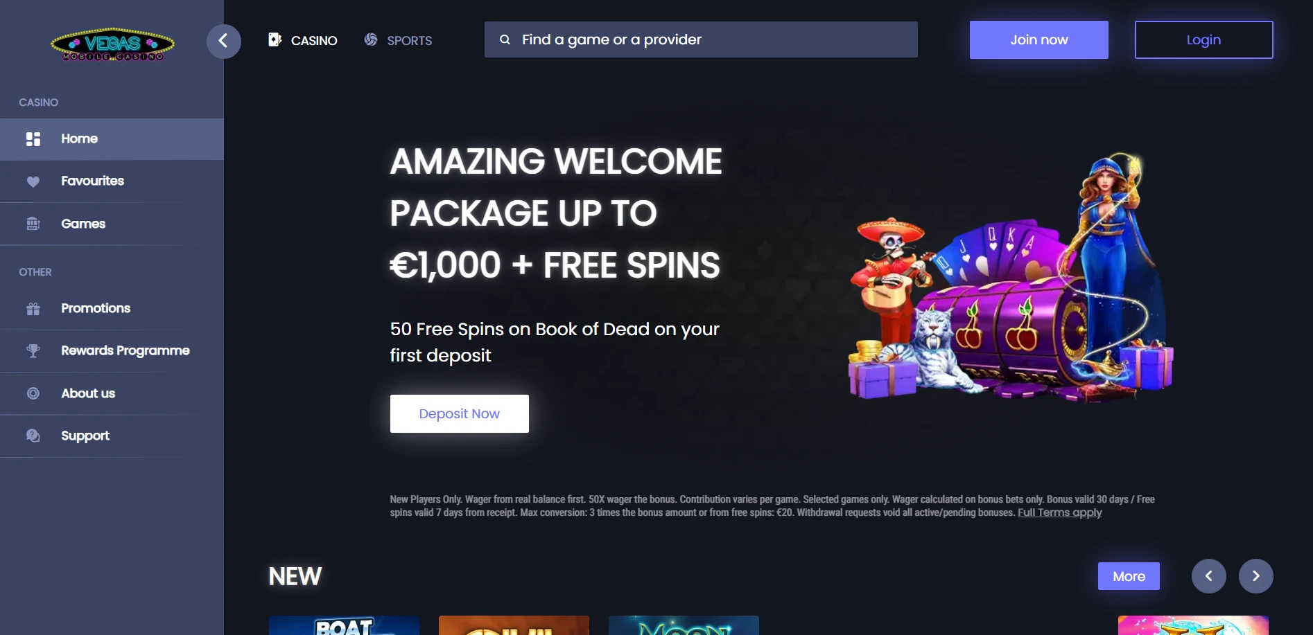 Vegas Mobile Casino Screenshot