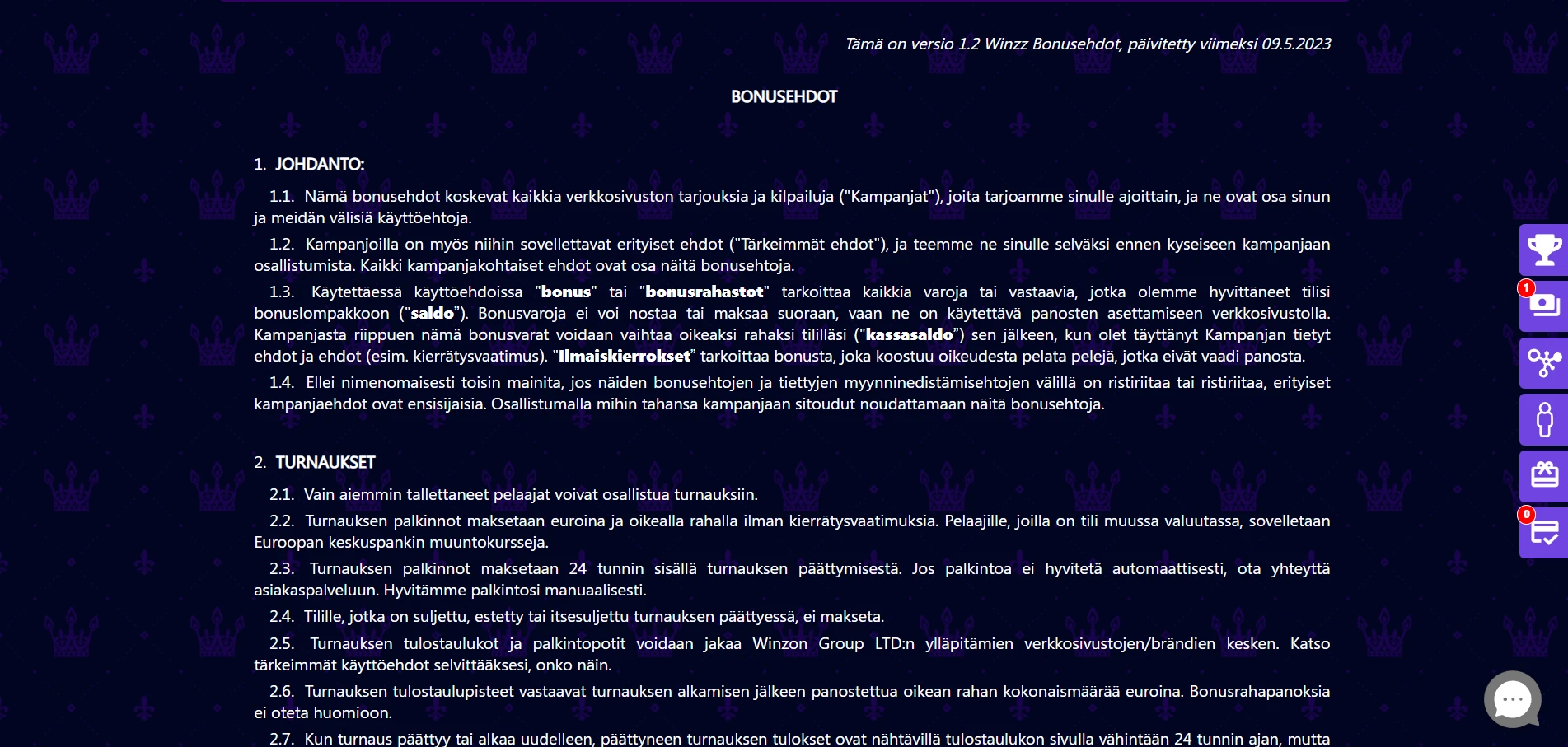 Winzz Casino Screenshot
