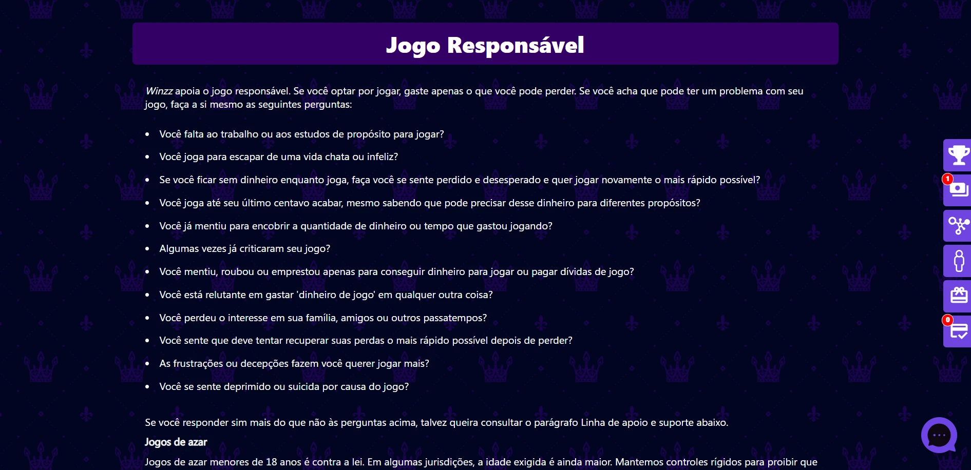 Winzz Casino Screenshot