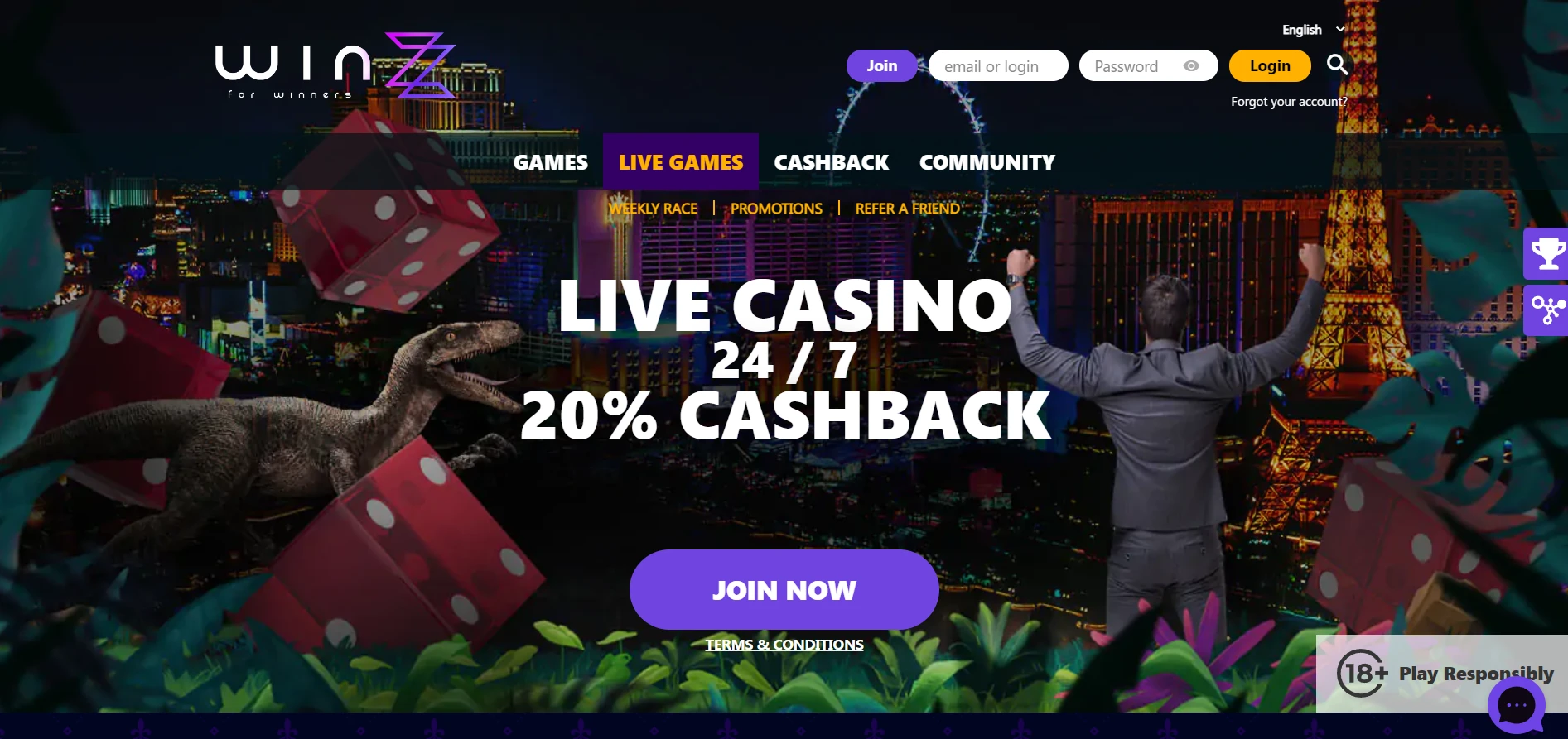 Winzz Casino Screenshot
