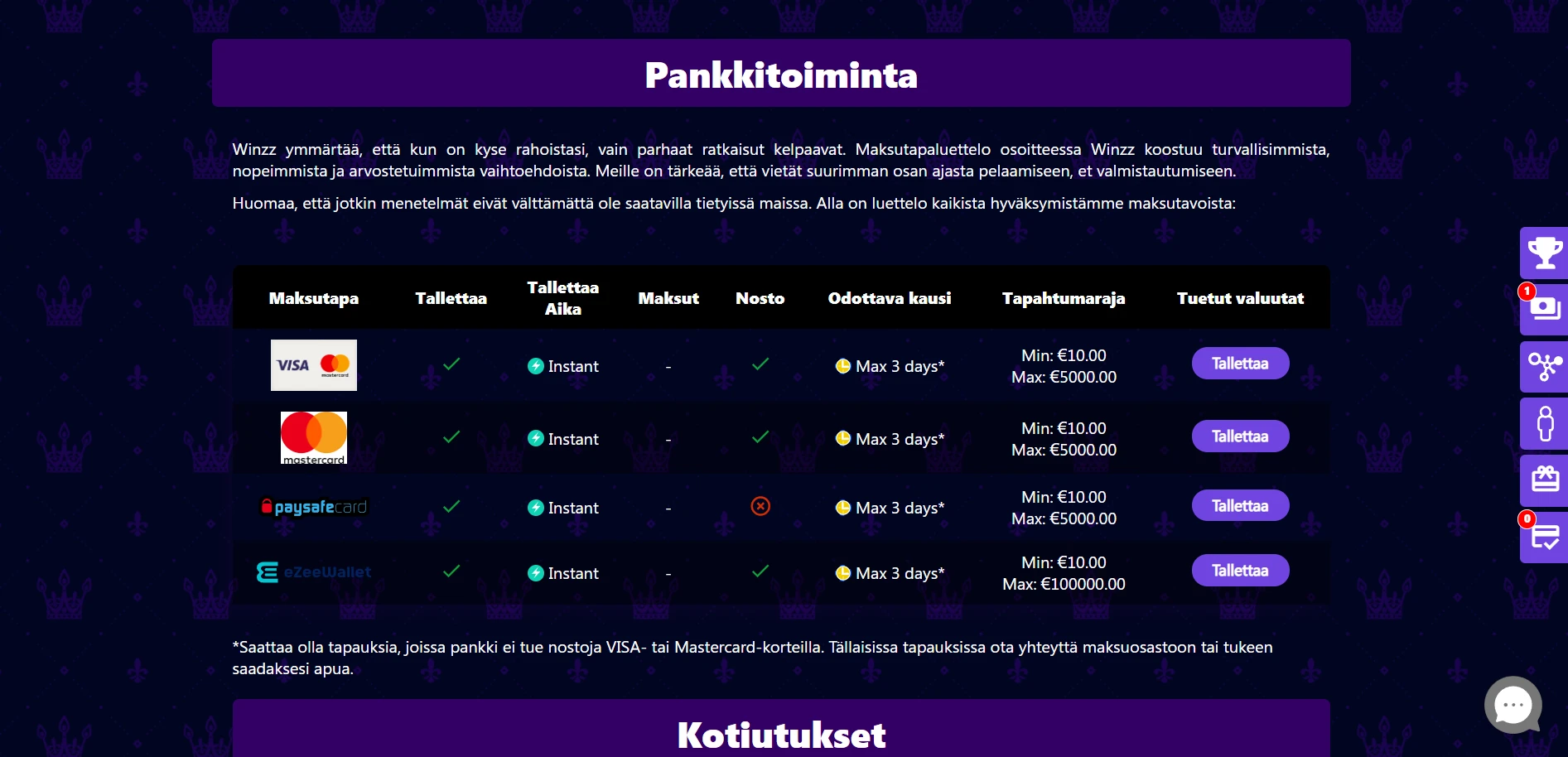 Winzz Casino Screenshot