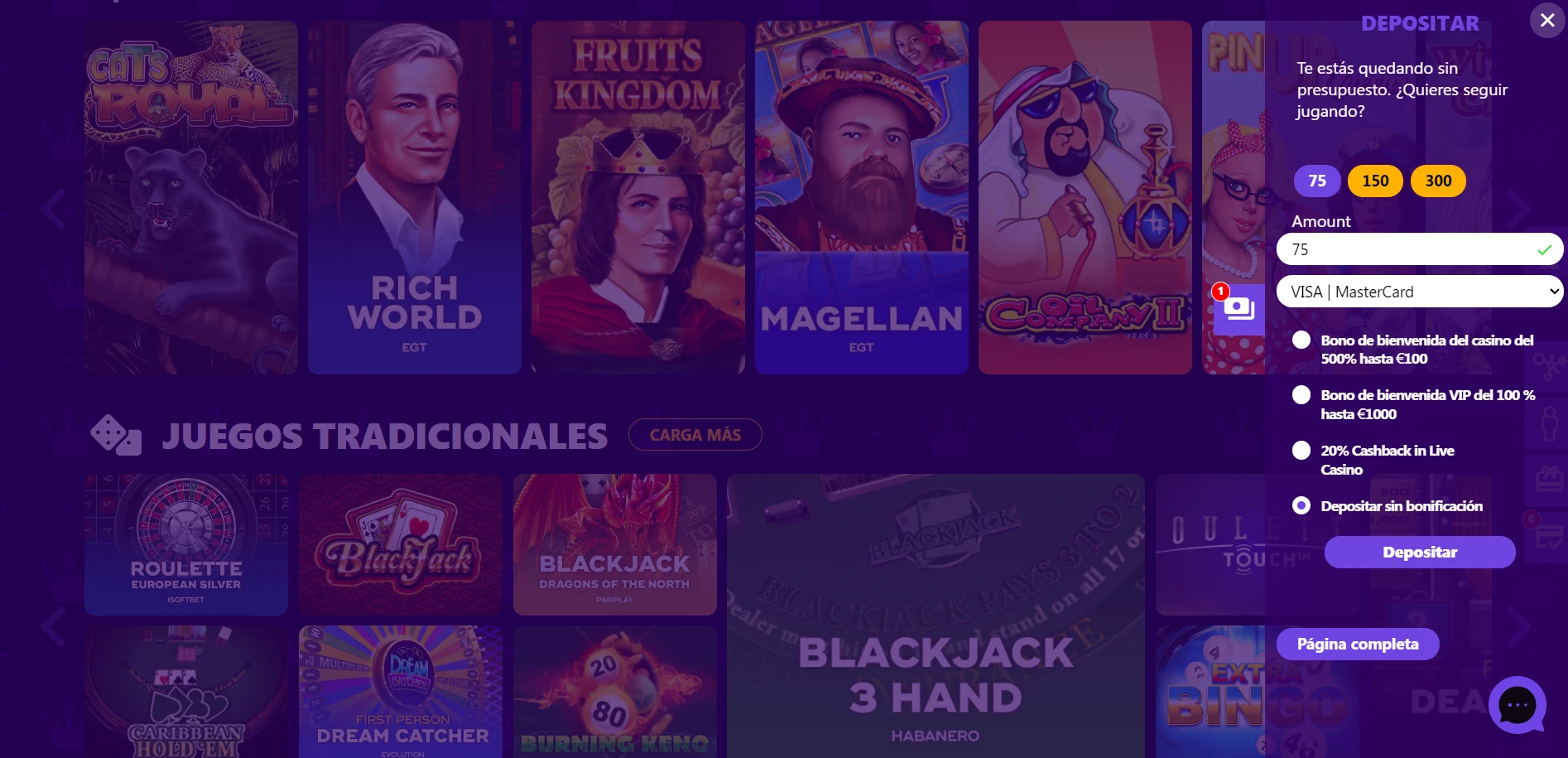 Winzz Casino Screenshot
