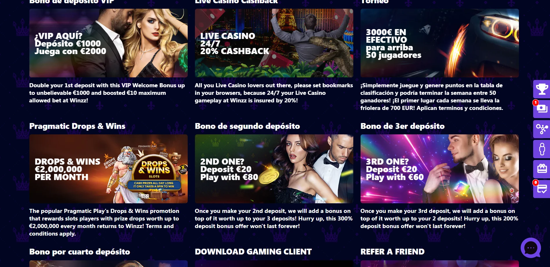 Winzz Casino Screenshot